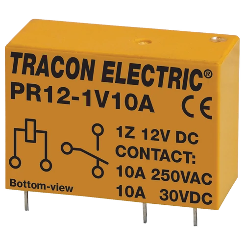 Tracon PR12-1V10A Print relé 12V DC / 1×CO (10A, 230V AC / 30V DC)