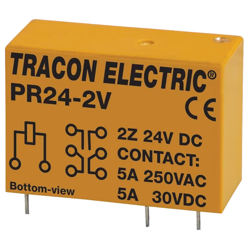 Tracon PR24-2V Print relé 24V DC / 2×CO (5A, 230V AC / 30V DC)