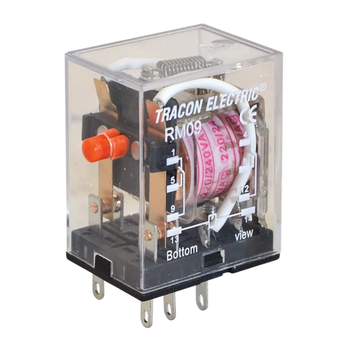 Tracon RM09-240AC Miniatűr relé 230V AC / 2×CO, (3A, 230V AC / 28V DC)