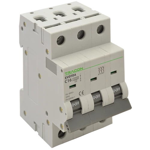 Tracon TDA-3C-13 Kismegszakító, 3 pólus, C karakterisztika 13A, C, 3P, 10kA