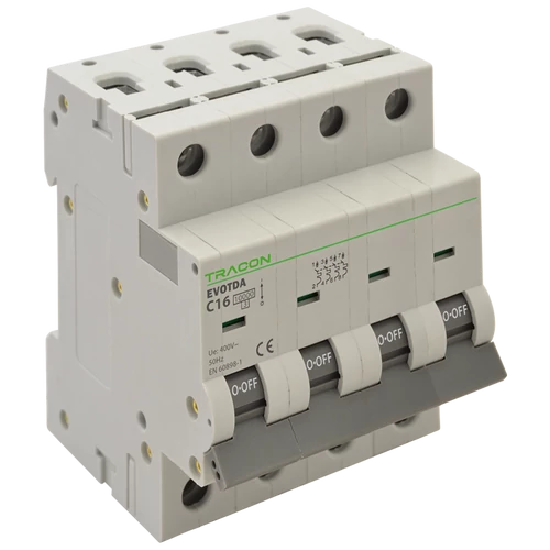 Tracon TDA-4C-2 Kismegszakító, 4 pólus, C karakterisztika 2A, C, 4P, 10kA