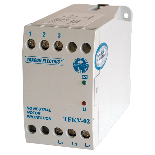 Tracon TFKV-02 Védőrelé, feszültségfigyelő 3 vezetékes rendszerhez 3×400V AC ( 0,7-1,2)xUn fix, 5A/250V AC