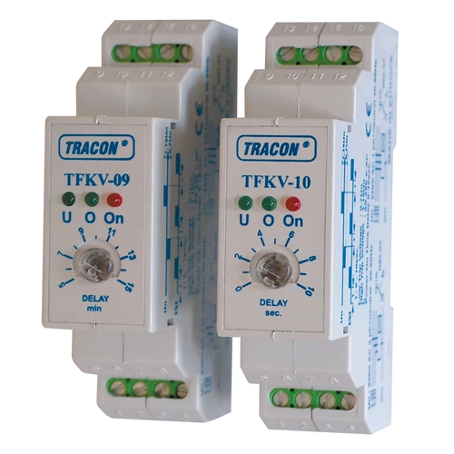 Tracon TFKV-09 Védőrelé, feszültségfigyelő, 1f/3f, beáll. visszakapcs.késl. Umin=160V, 5-15min, 5A/250V AC