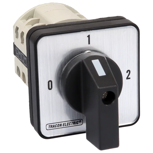 Tracon TKB-209/3 Választókapcsoló, 0-1-2 400V, 50Hz, 20A, 2×3P, 5,5kW, 48×48mm, 90°