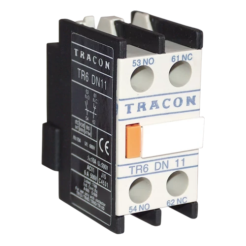 Tracon TR6DN11 Homlokoldali segédérintkező TR1D/F és TR1E kontaktorokhoz 230V, 50Hz, 2A, 1×NC+1×NO