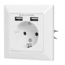Kép 1/3 - OR-AE-13140 (321334) dugalj süllyesztett, két USB töltővel, 16A, 3680W, 230V, USB MAX 5V 2,1A
