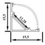 Kép 2/2 - Tracon Alumínium profil LED szalagokhoz, sarok LEDSZPC (W=10mm, H=1m)