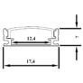 Kép 2/2 - Tracon Alumínium profil LED szalagokhoz, lapos LEDSZPS10 (W=10mm, H=1m)