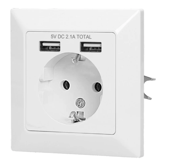 OR-AE-13140 (321334) dugalj süllyesztett, két USB töltővel, 16A, 3680W, 230V, USB MAX 5V 2,1A