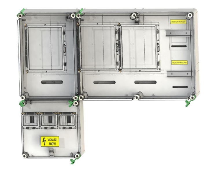 CSATÁRI PLAST PVT 7590 Á-V-Hv Fm-SZ fogyasztásmérő szekrény, 1 vagy 3 fázisú általános és vezérelt és H-tarifás méréshez, szabadvezetékes