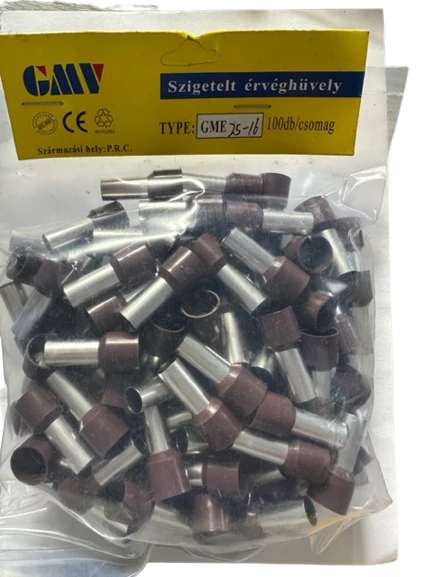 GMV érvéghüvely szigetelt 25 mm2 barna 16 mm 100db/csomag GME2516