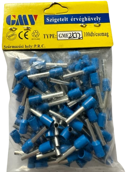 GMV érvéghüvely szigetelt 2,5 mm2 kék 12 mm 100db/csomag GME2512