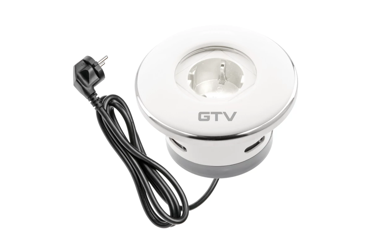 GTV AE-GM1SSHU-10 Redőny süllyesztett bútor foglalat, 1 schuko foglalat, 1,5 m, fehér