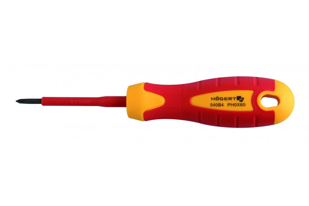 HÖGERT HT1S924 Szigetelt csavarhúzó PH2 100 mm, 1000 V, S2 acél