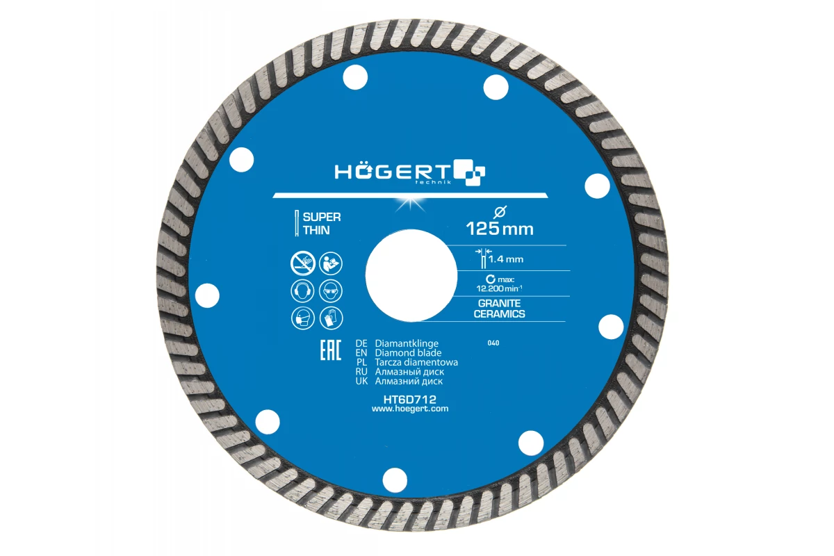 HÖGERT HT6D712 Gyémánt penge 125 mm, szuper vékony