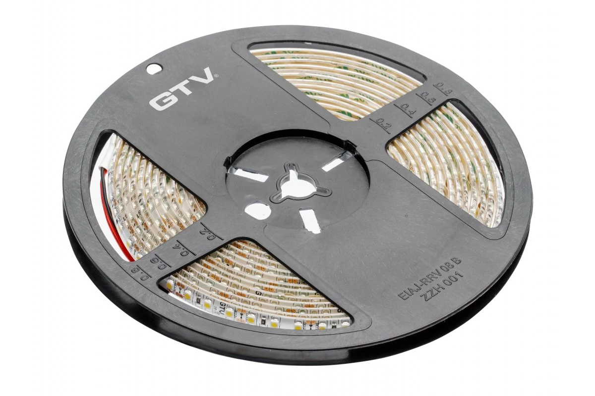 GTV LD-3528-600-20-CB Flash Strip 3528, 600 LED meleg fehér, 48W, gél nélkül 8mm, tekercs 5m, 12V