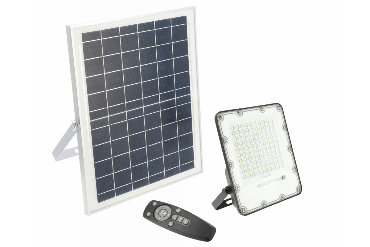 GTV LD-BRAVOS50W-64 Solar LED reflektor BRAVOS, 50W, 500lm, 6400K, IP65, 120°, napelem, távirányító, 3 év