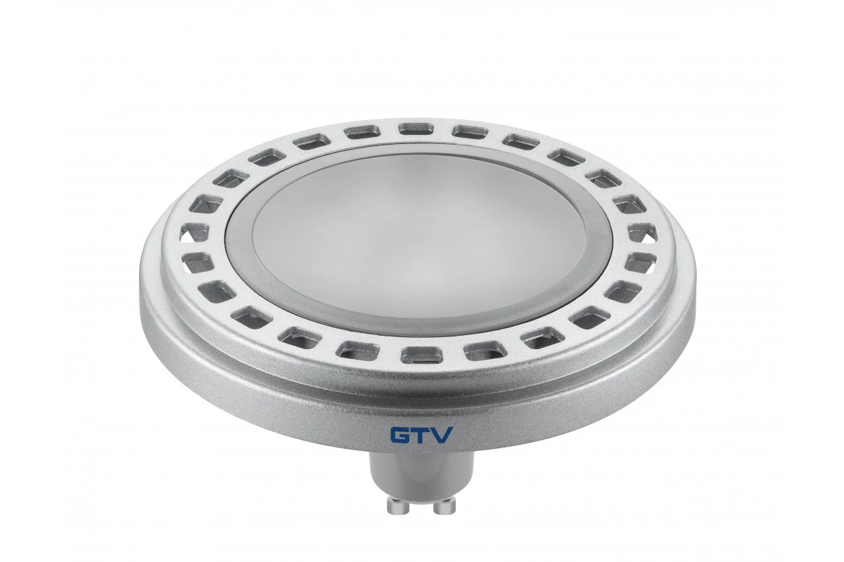 GTV LD-ES11175-40 LED izzó, AR111/ES111, 12W, 12xPOWER LED, GU10, 850 lm, AC220-240V, 50-60Hz, sugárzási szög 120°, 104 mA, semleges fehér, szürke ház, tejszerű burkolat, h=65 mm