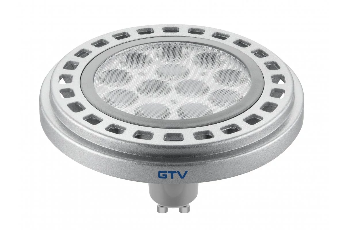 GTV LD-ES11177-30 LED fényforrás, AR111/ES111, 12W, GU10, 950 lm, AC220-240V, 50-60Hz, 45°, 104mA, 3000K, szürke, b.w., 65mm