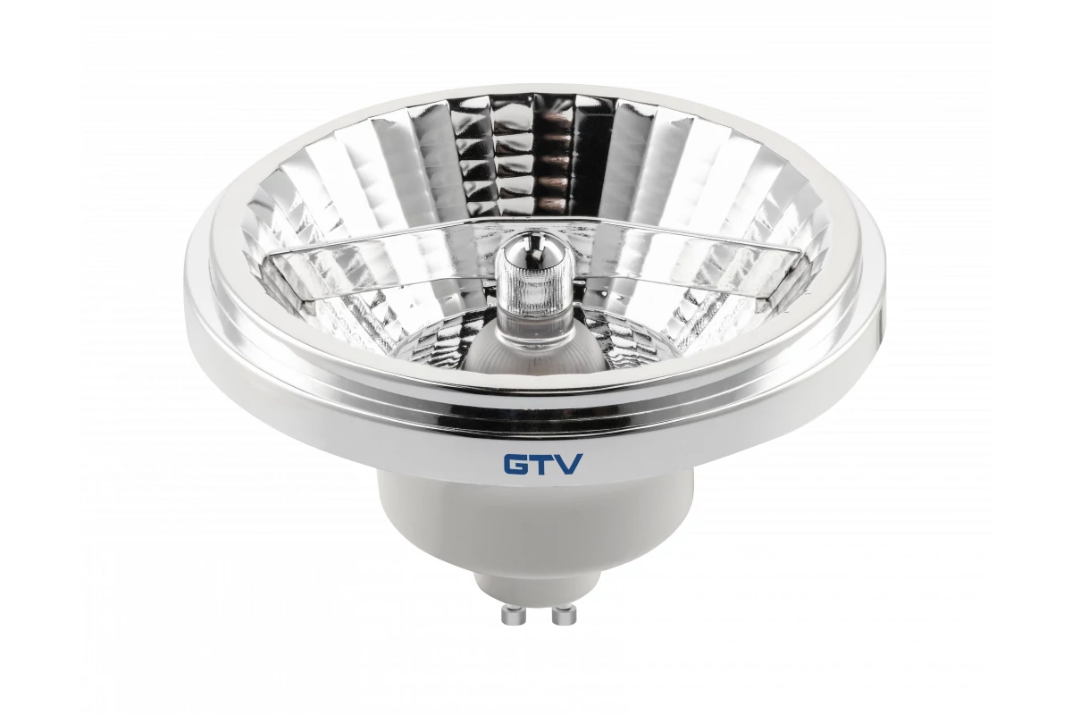 GTV LD-ES111WW11W25AG-01 LED FÉNYFORRÁS, A-G,AR111/ES111, 3000K, GU10, 11,0W, AC220-240V, 25°, 850lm, 96mA, króm