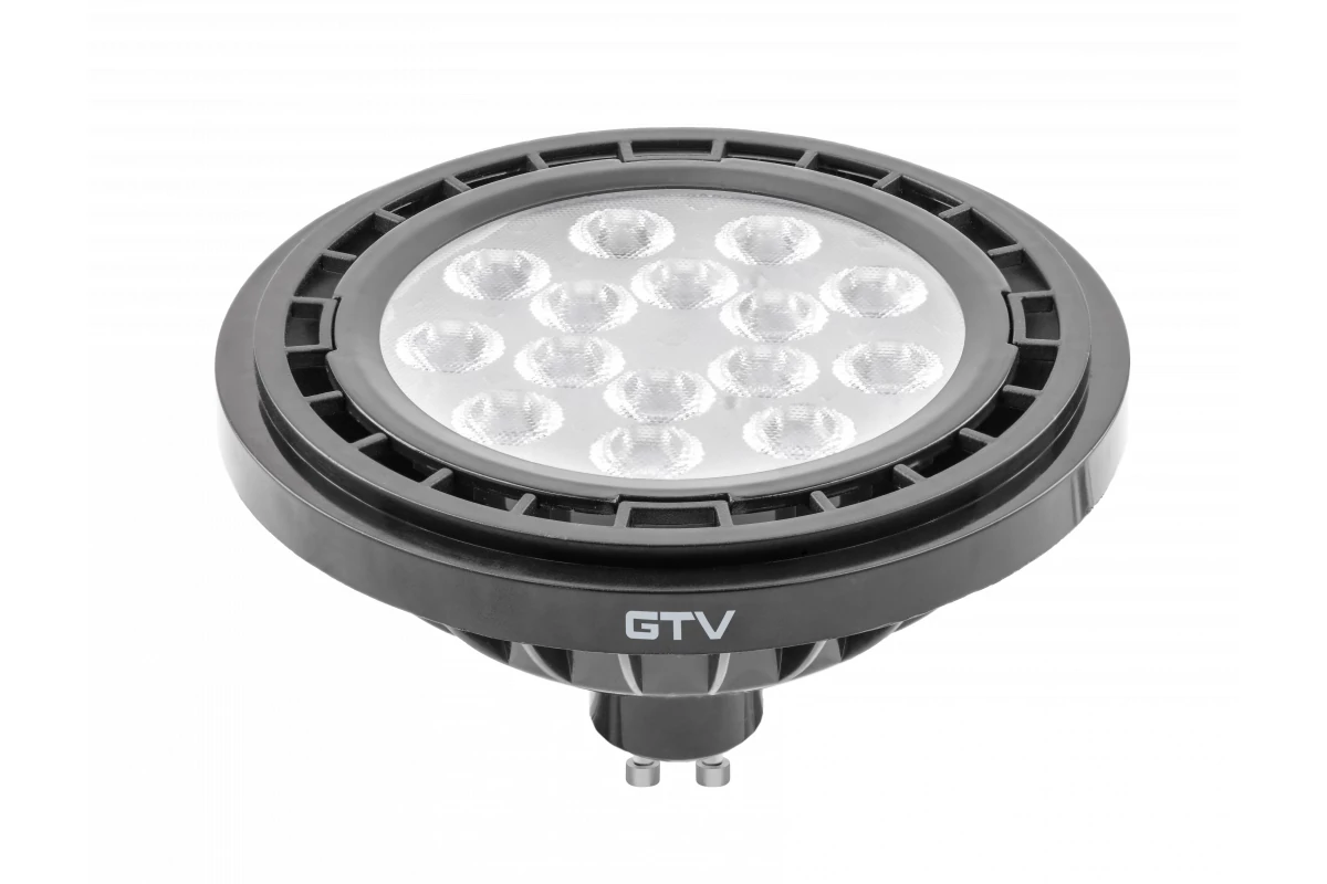 GTV LD-ES111WW13W40-10 LED FÉNYFORRÁS, A-G, AR111/ES111, 3000K, GU10, 12,5W, AC220-240V, 40°, 1100lm, 109mA, fekete