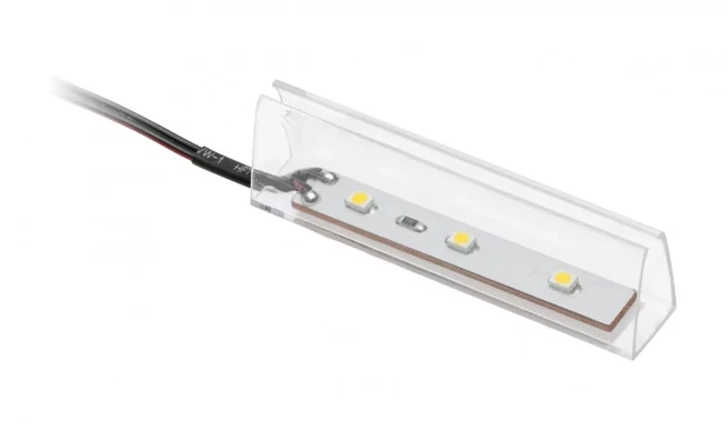 GTV LD-KLPNB-00N Műanyag klip kék üvegpolchoz 8mm, 0,24W/12V, 3 LED, 2m kábel mini erősítővel