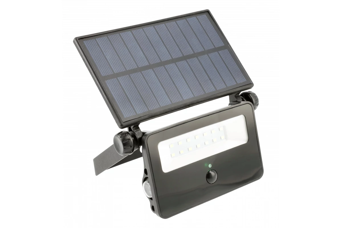 GTV LD-LUMOS10W-64 Solar LED reflektor LUMOS, mozgásérzékelővel, 10W, 850lm, 6400K, IP65, 120°, napelem, 3y