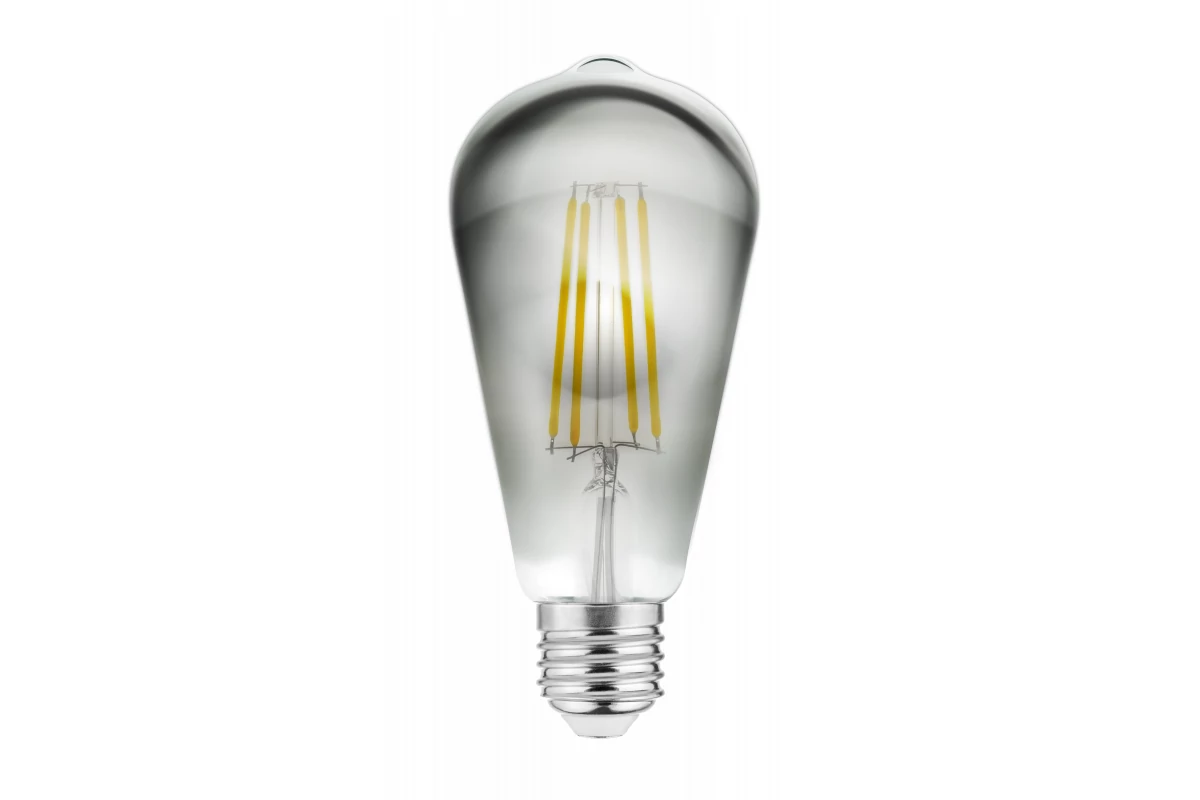 GTV LD-ST64FPE6-30 LED FÉNYFORRÁS, FILAMENT GREY, A-G, ST64, 2700K, E27, 6,0W, AC220-240V, 360°, 500lm, 52mA