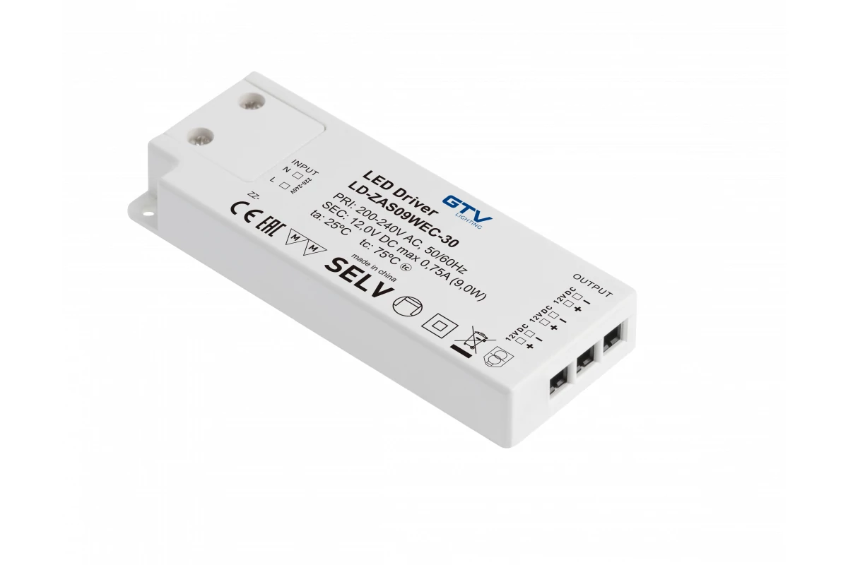 GTV LD-ZAS09WEC-30 Tápegység LED 12V, 9W, IP20