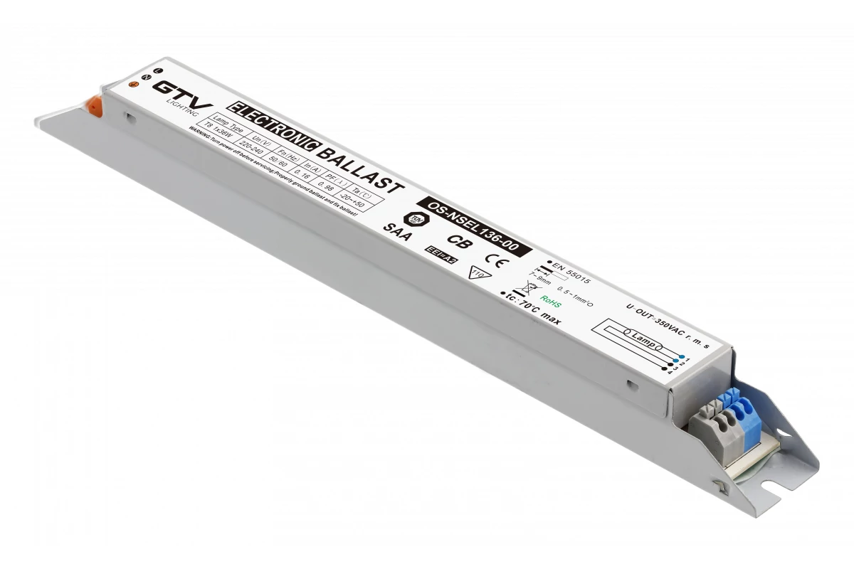 GTV OS-NSEL136-00 Elektromos meghajtó 1x36W, T8, EEI=A2, PF?0,95, AC220-240V, 50/60Hz