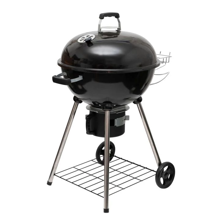 SOMOGYI Home GR03 fedeles gömbgrill, faszén, faszénbrikett, zománcozott acél tűztér és fedél, krómozott acél rostély, galvanizált acél széntartó, 76 cm rostélymagasság a talajtól