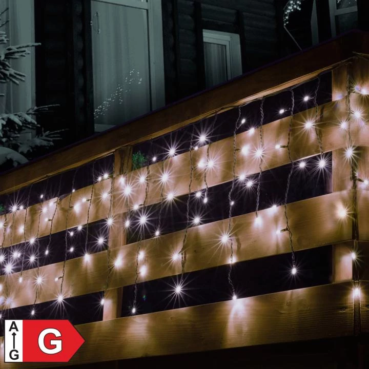 SOMOGYI Home KSF 200/WH LED-es fényfüggöny, 4 m / 200 db hidegfehér LED, állófényű, fekete vezeték, sorolható, kül- és beltéri kivitel