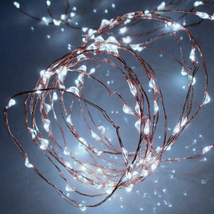 SOMOGYI Home ML 160/WH micro LED-es fényfüzér, 15,9 m / 160 db hidegfehér micro LED, állófényű, vékony vezeték, hálózati adapter, kül- és beltéri kivitel