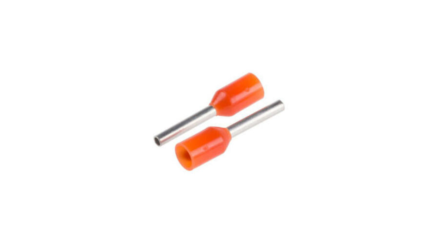TRACON E010 Szigetelt (PA6.6) érvéghüvely, ónozott elektr.réz, narancs 0,5mm2, L=12mm
