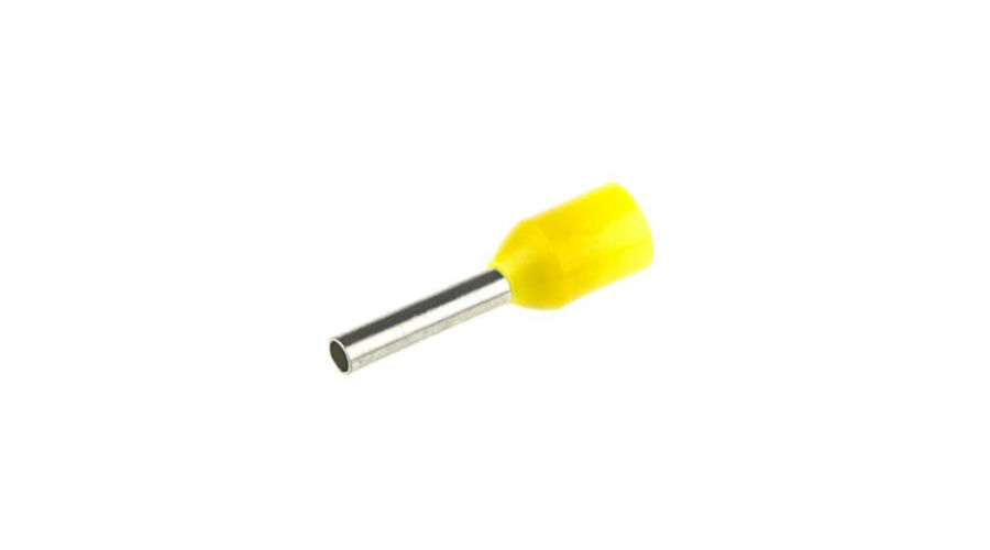 TRACON E110 Szigetelt (PA6.6) érvéghüvely, ónozott elektrolitréz, sárga 1mm2, L=18,4mm