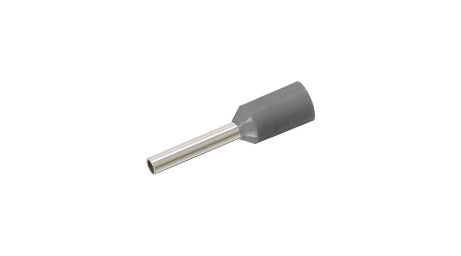 TRACON E120 Szigetelt (PA6.6) érvéghüvely, ónozott elektrolitréz, szürke 4mm2, L=19,5mm