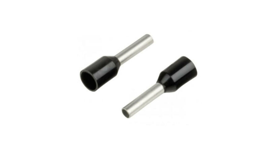 TRACON E123 Szigetelt (PA6.6) érvéghüvely, ónozott elektrolitréz, fekete 6mm2, L=26mm