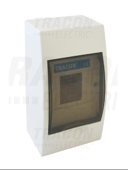Tracon EDFK-4/1 Falon kívüli elosztódoboz, füstszínű ajtóval, N/PE sínnel 1×4 modul, IP40, (H×W×D=200×112×92mm)