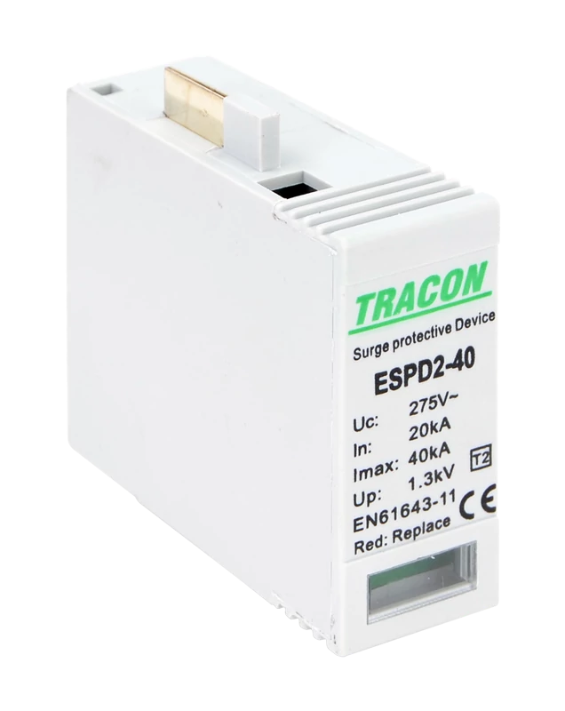 Tracon ESPD2-40M T2 AC típusú túlfeszültség levezető betét 40 M Uc:275V; In:20kA; Imax:40kA; Up:1,3kV