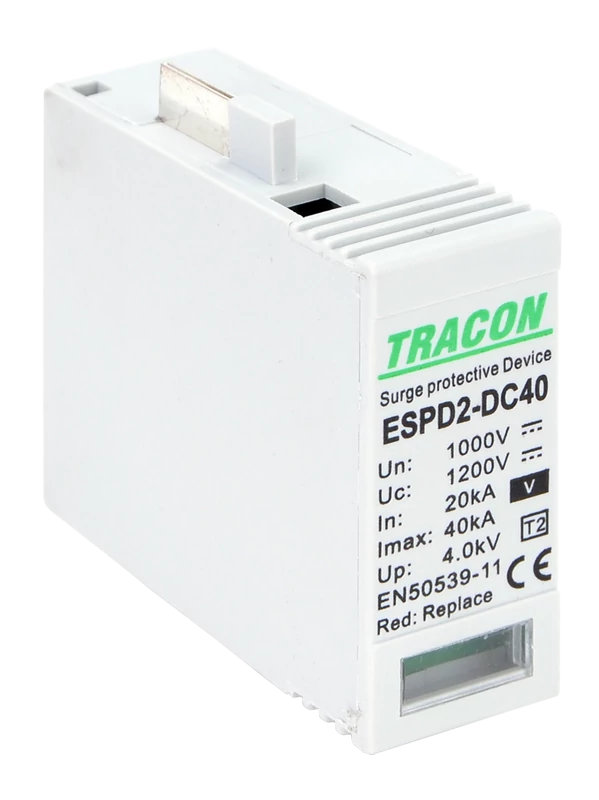 Tracon ESPD2-DC40-1000V T2 DC típusú V túlfeszültség levezető, betét 1000V Ucpv: 1200V; In:20kA; Imax:40kA; Up:4kV; Var