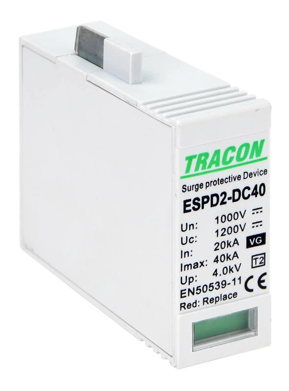 Tracon ESPD2-DC40-1000VGO T2 DC típusú VG túlfeszültséglevezető, betét 1000V Ucpv: 1200V, In:20kA, Imax:40kA, Up:4kV, Var+GTD