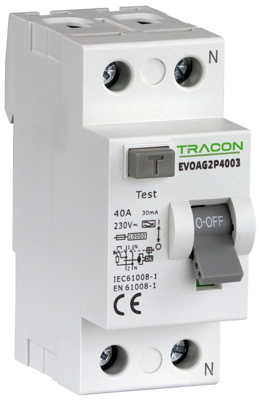 Tracon EVOAV2P4003 Áram-védőkapcsoló, 2 pólusú 40A, 30mA, 10kA, AC
