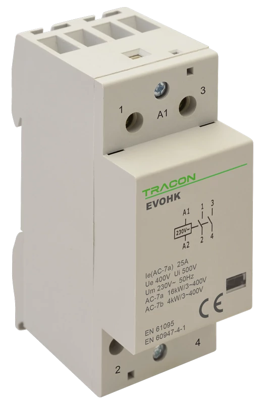 Tracon EVOHK2-63 Installációs kontaktor 230V, 50Hz, 2 Mod, 2×NO, AC1/AC7a, 63A,