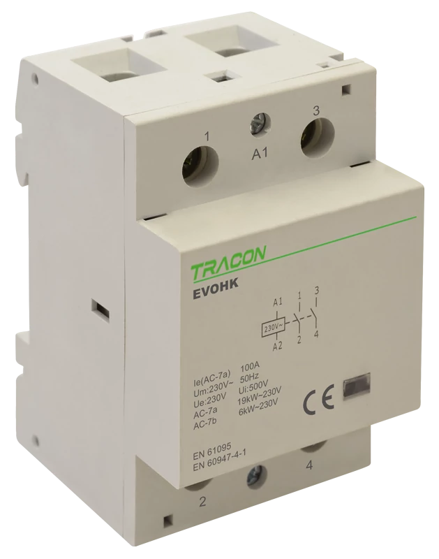 Tracon EVOHK2-80 Installációs kontaktor 230V, 50Hz, 3 Mod, 2×NO, AC1/AC7a, 80A,