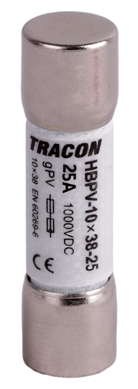 Tracon HBPV-10X38-25 Hengeres biztosító PV gPV, 25A,1000VDC,5kA,10x38