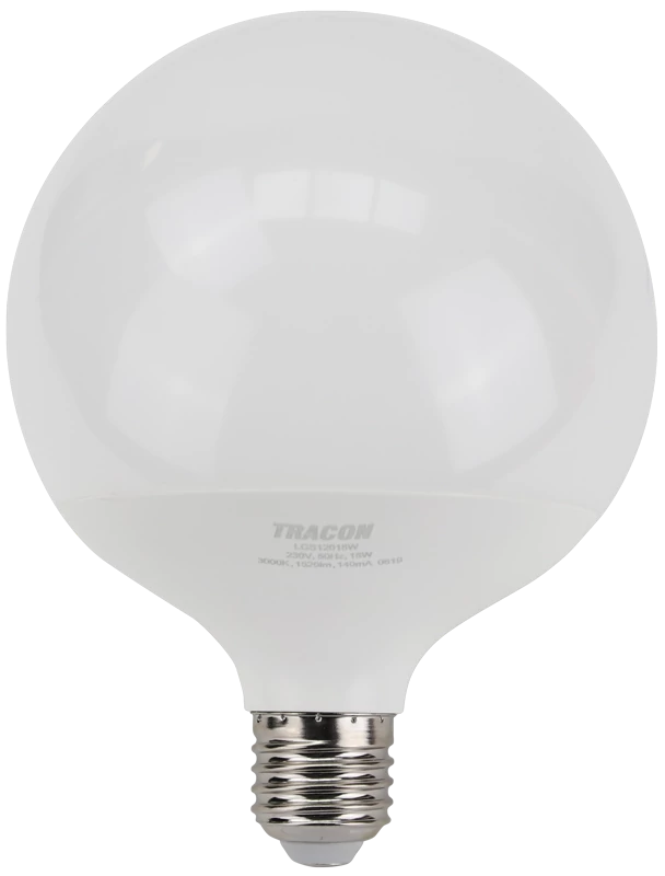 Tracon LGS12018W Gömb burájú LED fényforrás SAMSUNG chippel 230V,50Hz,18W,3000K,E27,1820lm,270°,G120,SAMSUNG chip, EEI=F