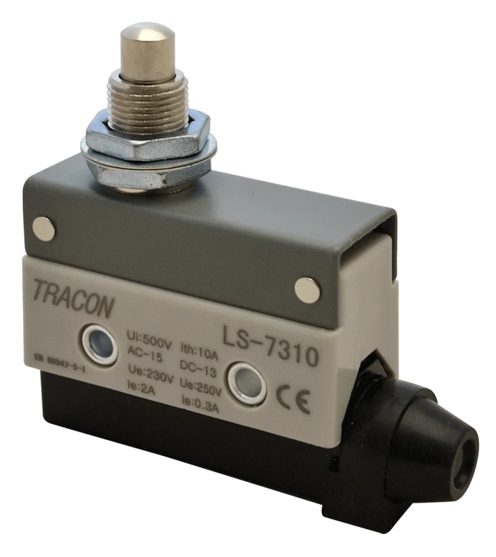 Tracon LS7310 Helyzetkapcsoló, kúpos, ütközős 1xCO, 2A/230V AC-15, 0,3A/250V DC-13, 25mm, IP40