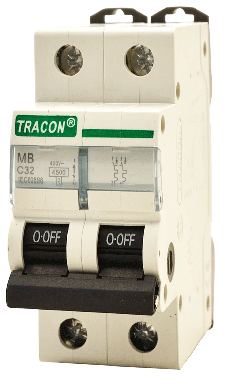 Tracon MB-2C-13 Kismegszakító, 2 pólus, C karakterisztika 13A, 4,5 kA