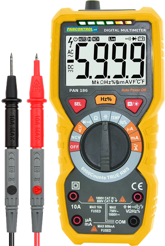 Tracon PAN186 Digitális multiméter True RMS DCV, ACV,DCA,ACA,OHM, C, °C, dioda