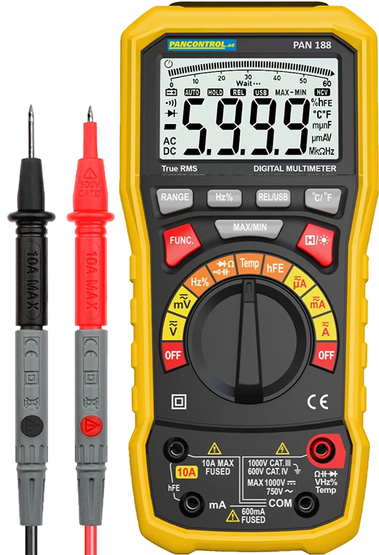 Tracon PAN188 Digitális multiméter True RMS DCV, ACV, DCA, ACA, OHM, C, °C, dioda